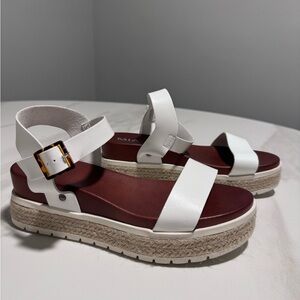 MIA White Espadrille Sandals with Tan Sole
